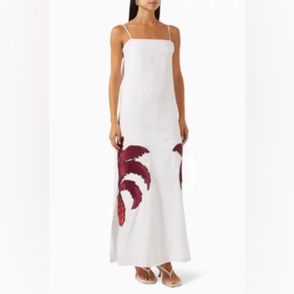 Juan De Dios Copa Del Sol Maxi Dress in 100% Linen Colorful Pineapples Size 2 - Picture 1 of 13